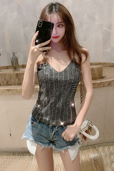 Maieu de dama model nou cu decolteu in V si efect stralucitor