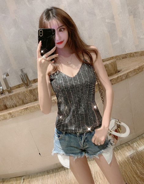 Maieu de dama model nou cu decolteu in V si efect stralucitor