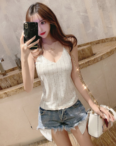 Maieu de dama model nou cu decolteu in V si efect stralucitor