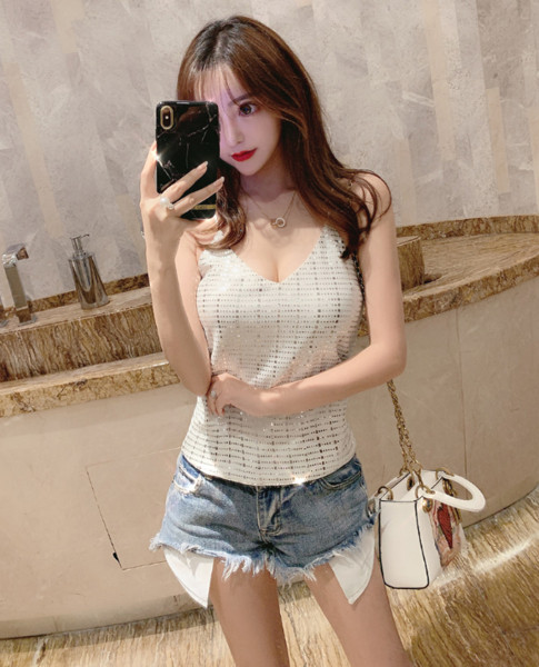 Maieu de dama model nou cu decolteu in V si efect stralucitor