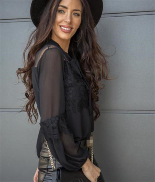 Ежедневна дамска риза с панделка и дантела 