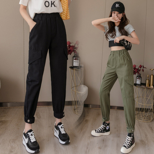 Ежедневен дамски панталон с еластична талия и джобове