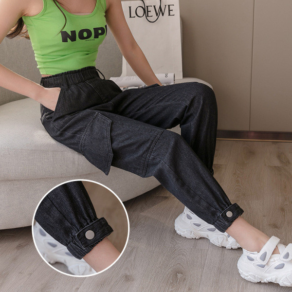 Ежедневен дамски панталон с еластична талия и джобове