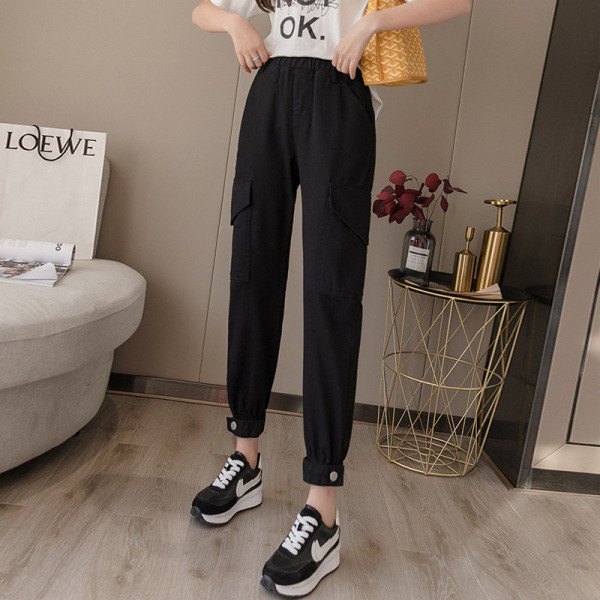 Ежедневен дамски панталон с еластична талия и джобове