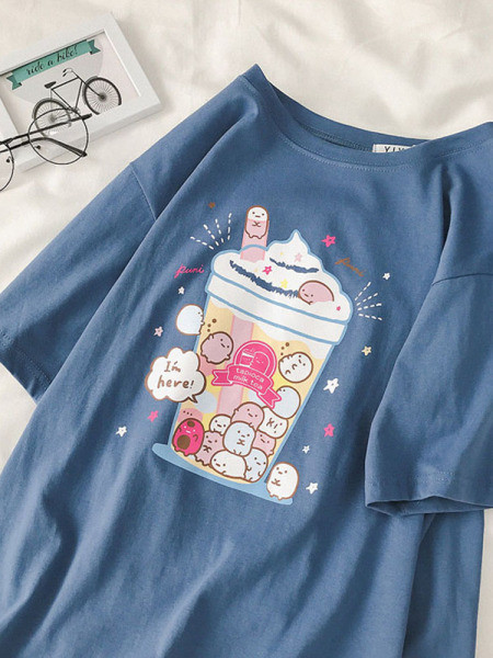 Tricou casual dama cu decolteu oval si aplicatie colorata