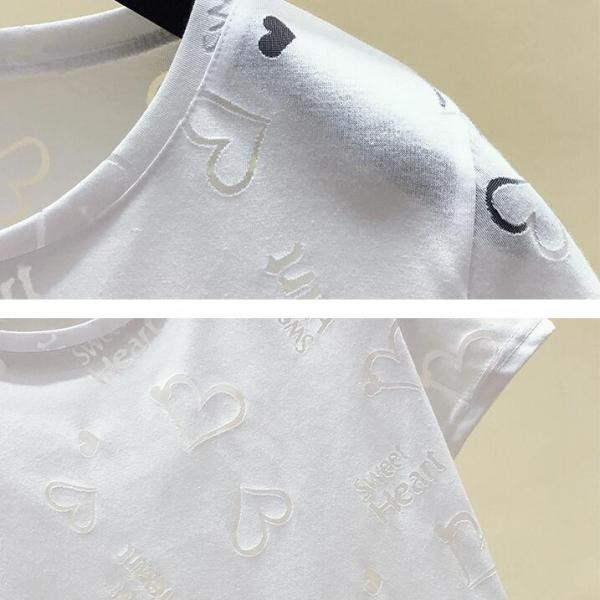 Tricou de damă modern cu mâneci scurte și inimioare transparente