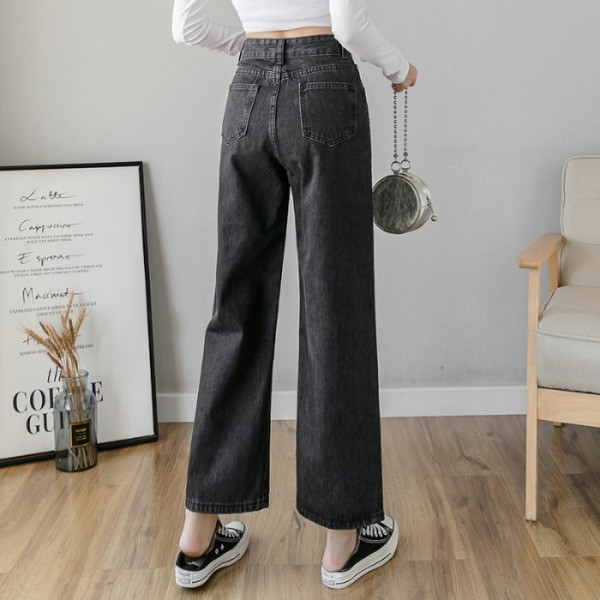 Дамски модерни дънки широк модел с висока талия 