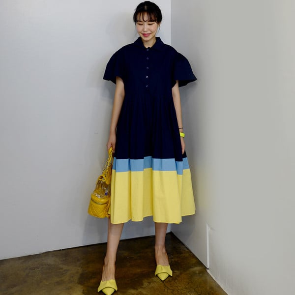 Rochie casual de dama model lung cu maneca scurta