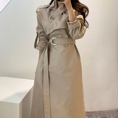 Γυναικείο φθινόπωρο-χειμωνιάτικο παλτό με ζώνη στη μέση - μακρύ μοντέλο