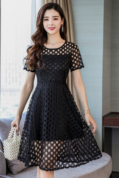 Model modern de rochie de dama cu maneci scurte si marime pana la 4XL