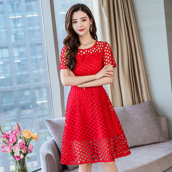 Model modern de rochie de dama cu maneci scurte si marime pana la 4XL