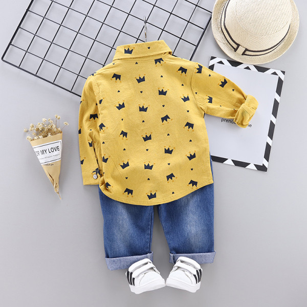 Детски комплект за момчета от две части риза и дънки