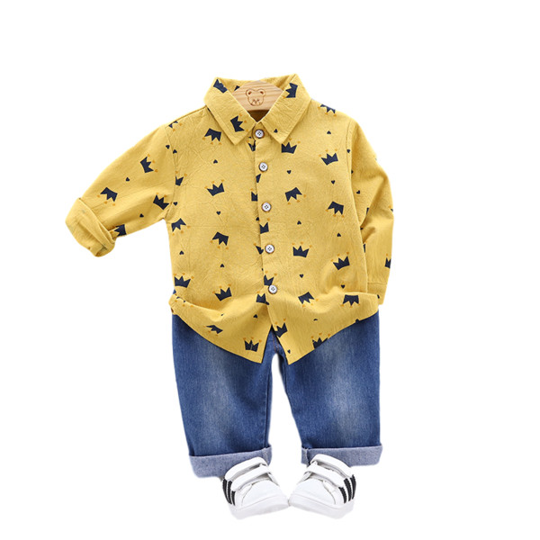 Детски комплект за момчета от две части риза и дънки