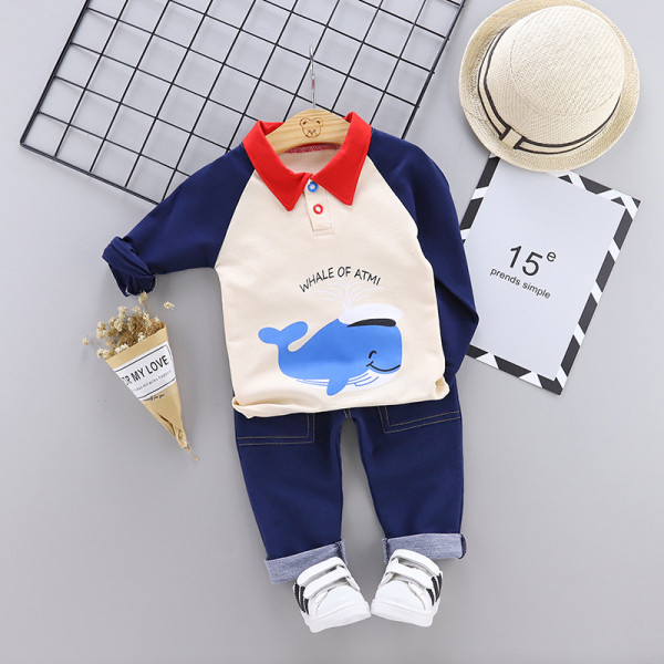 Модерен детски комплект от две части блуза и дънки 