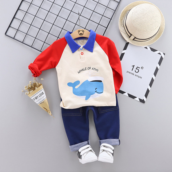 Модерен детски комплект от две части блуза и дънки 