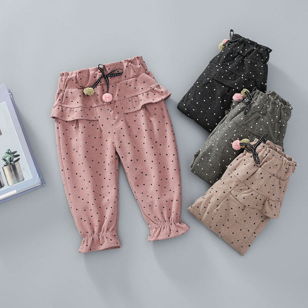 Модерен детски панталон с еластична талия и връзки 