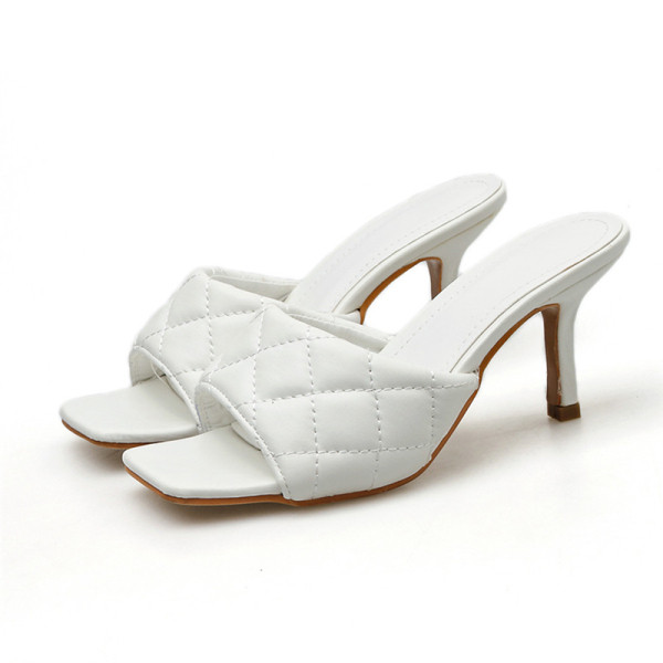 Нов модел дамски чехли на висок ток от еко кожа