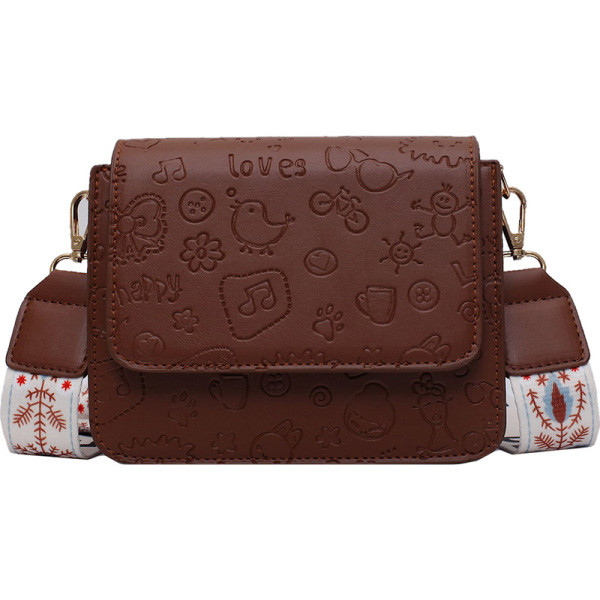 Reljeefse katte ja laia värvilise käepidemega vabaaja naiste nahkkott