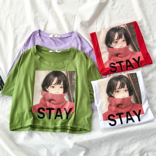 Tricou casual dama cu aplicatie si decolteu rotund