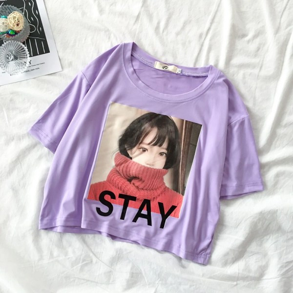 Tricou casual dama cu aplicatie si decolteu rotund