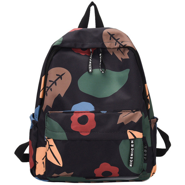 Ежедневна дамска раница с преден джоб и цветен десен