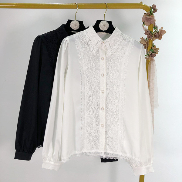 Нов модел дамска риза класически модел с дантела