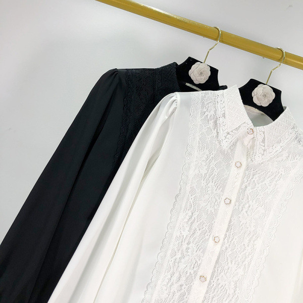 Нов модел дамска риза класически модел с дантела