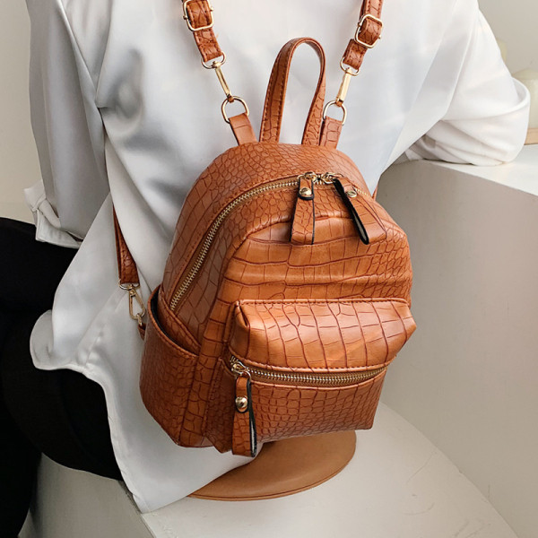 Rucsac casual dama din piele ecologica cu buzunar frontal