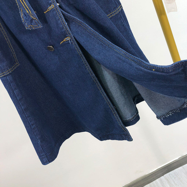 Разкроена дънкова пола с висока талия с копчета и джобове