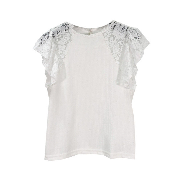 Модерна лятна блуза с къси ръкави от дантела