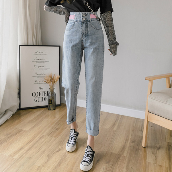 Ежедневни дамски дънки с висока талия и копчета