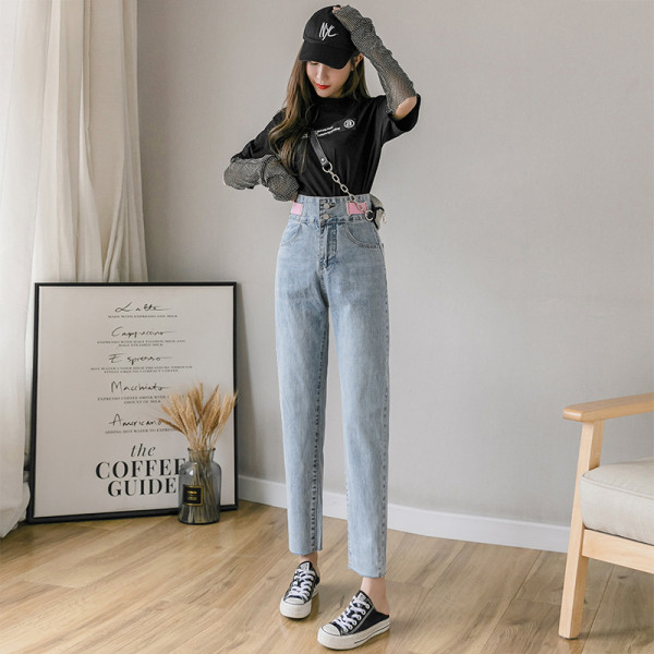 Ежедневни дамски дънки с висока талия и копчета