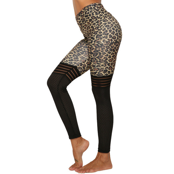 Jambiere dama sport-casual cu model leopard si talie inalta