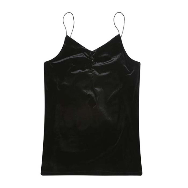 Дамски потник от кадифе с тънки презрамки и шпиц деколте