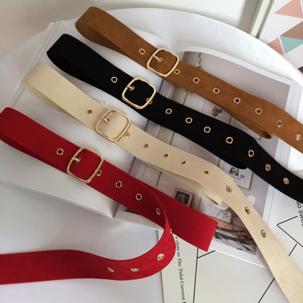 Ежедневен дамски колан от кадифе с метална катарама