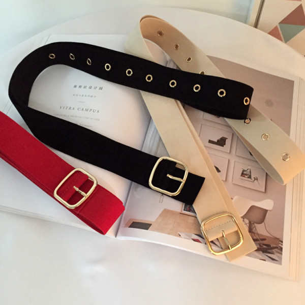 Ежедневен дамски колан от кадифе с метална катарама