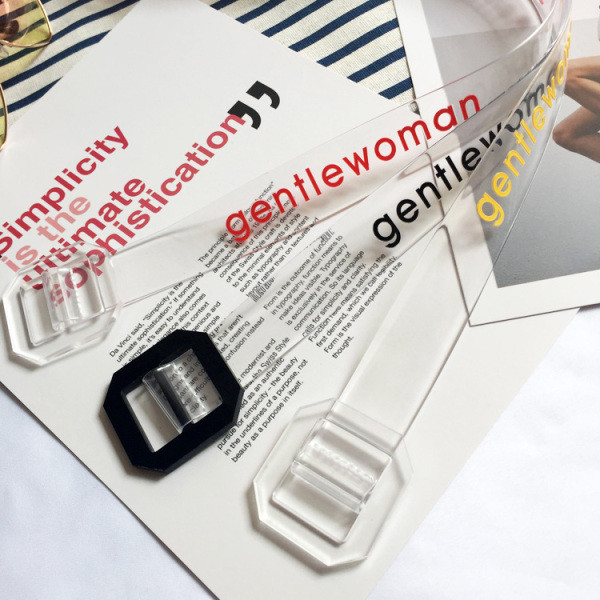 Нов модел прозрачен дамски колан от силикон с цветни надписи