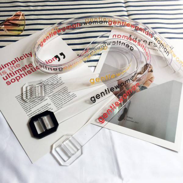 Нов модел прозрачен дамски колан от силикон с цветни надписи