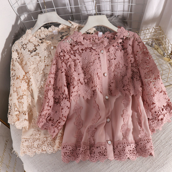 Модерна дамска риза с бродерия и 3/4 ръкав 