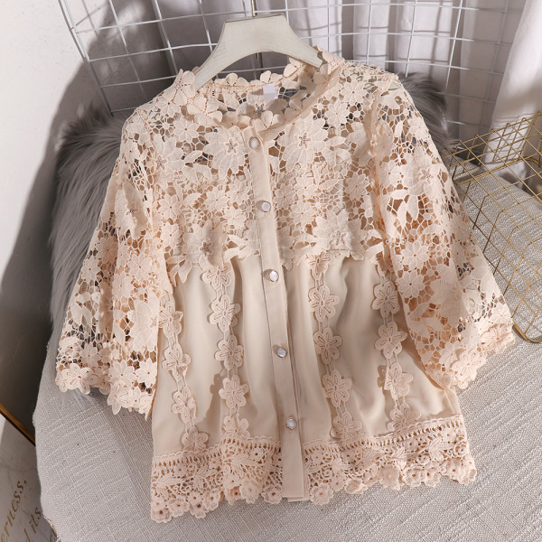 Модерна дамска риза с бродерия и 3/4 ръкав 