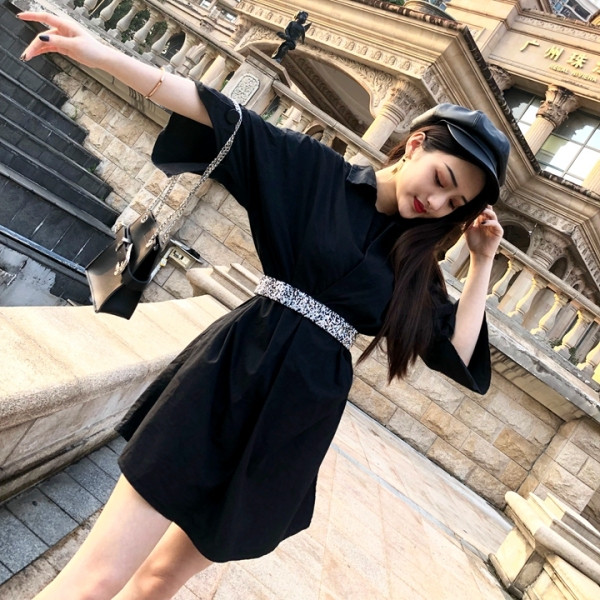 Moodne elastne naiste värviliste kivikestega vöö