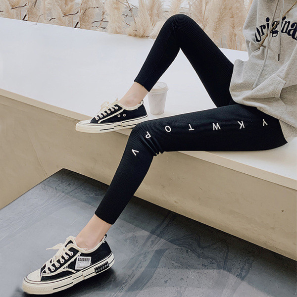 Jambiere de damă zilnice cu talie înaltă și inscripție