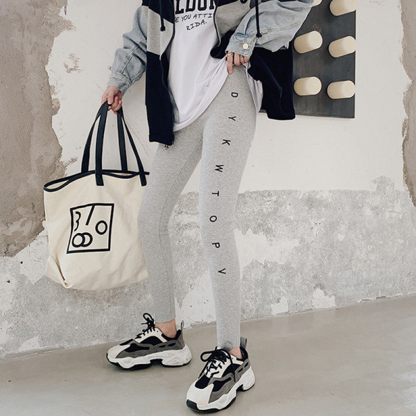 Jambiere de damă zilnice cu talie înaltă și inscripție