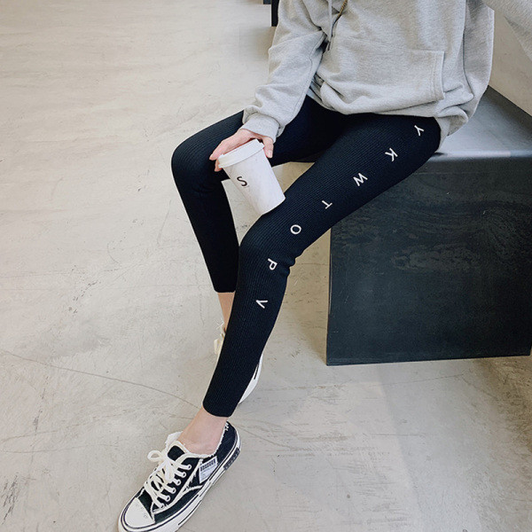 Jambiere de damă zilnice cu talie înaltă și inscripție