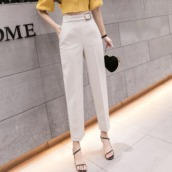 Pantaloni eleganti de dama cu centura si talie inalta