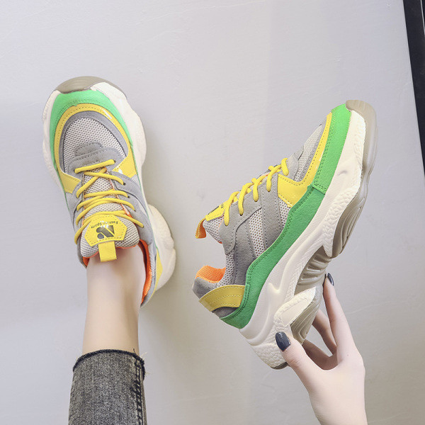 Tenisi casual de dama colorati cu sireturi si talpa aspra