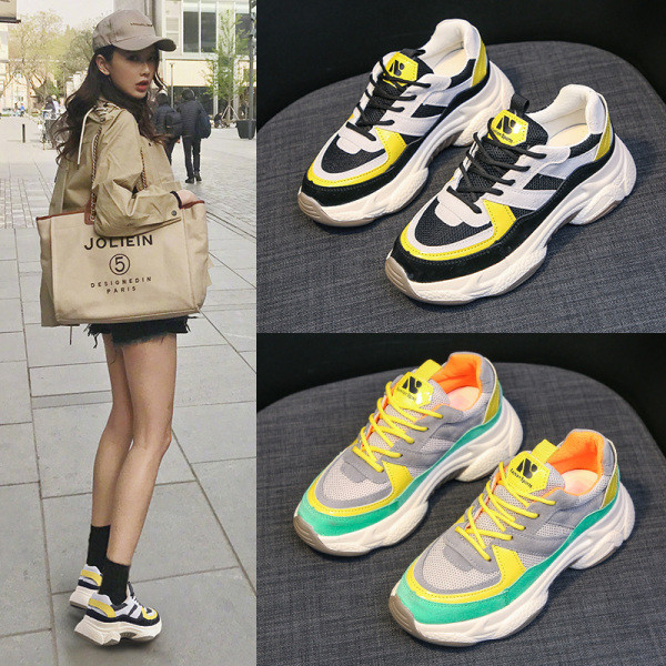 Tenisi casual de dama colorati cu sireturi si talpa aspra