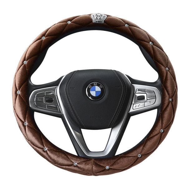 Pliušinis vairo dėklas su karūna ir akmenėlių dekoracija