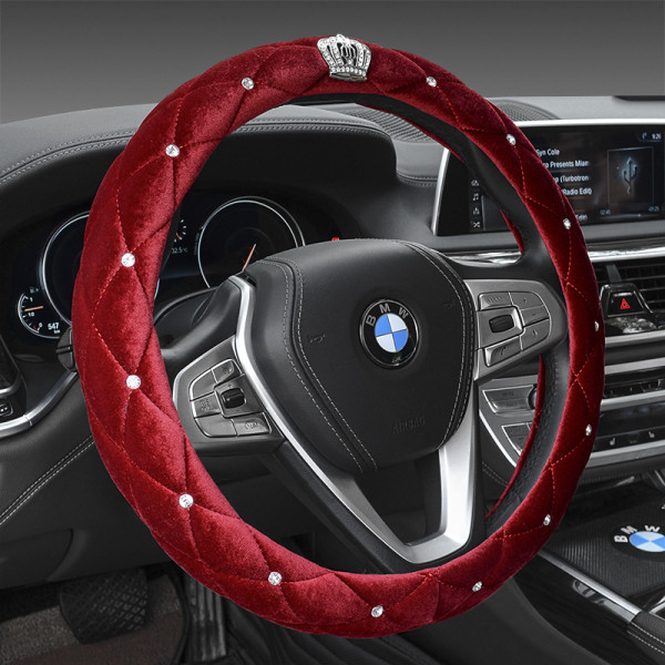 Pliušinis vairo dėklas su karūna ir akmenėlių dekoracija