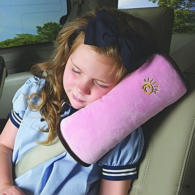 Soft and comfortable pillow with embroidery for car seat belt
